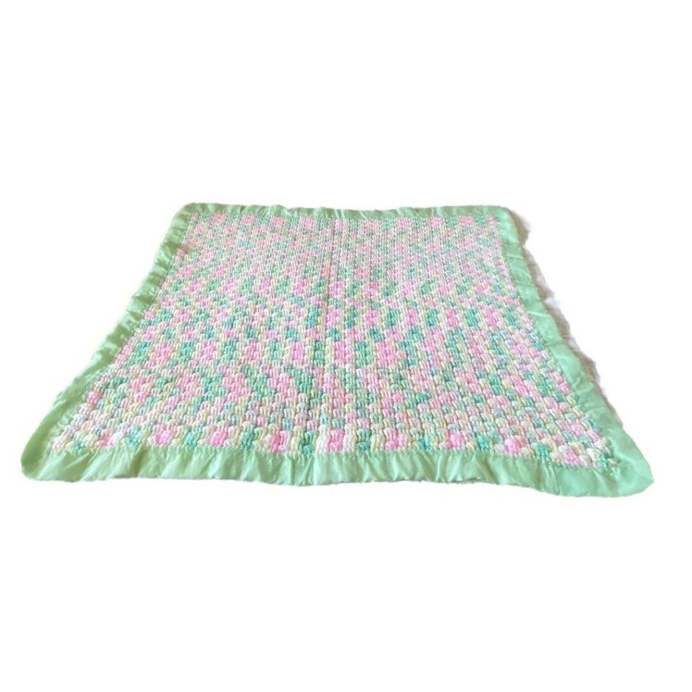 Afghan blanket Vtg Handmade Crochet baby throw - Picture 3 of 8